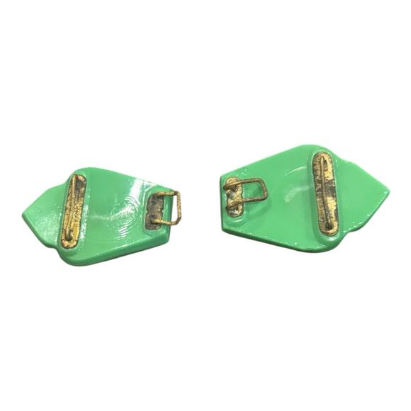 Neon Jade Green Art Deco Glass Buckle Chrome Streamline Gatsby Glam 1920s main image 5